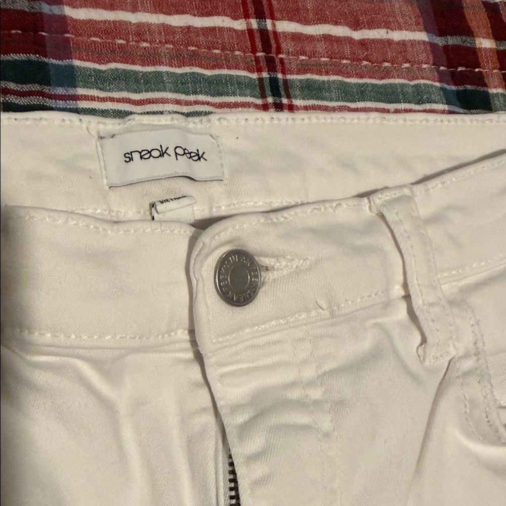 Sneak Peek Distressed White Denim